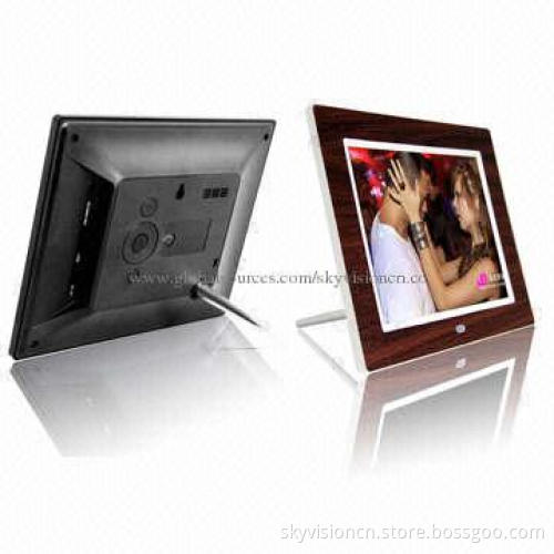 7-inch Wooden/Leather Digital Photo Frame, Multimedia Function with Slim Body